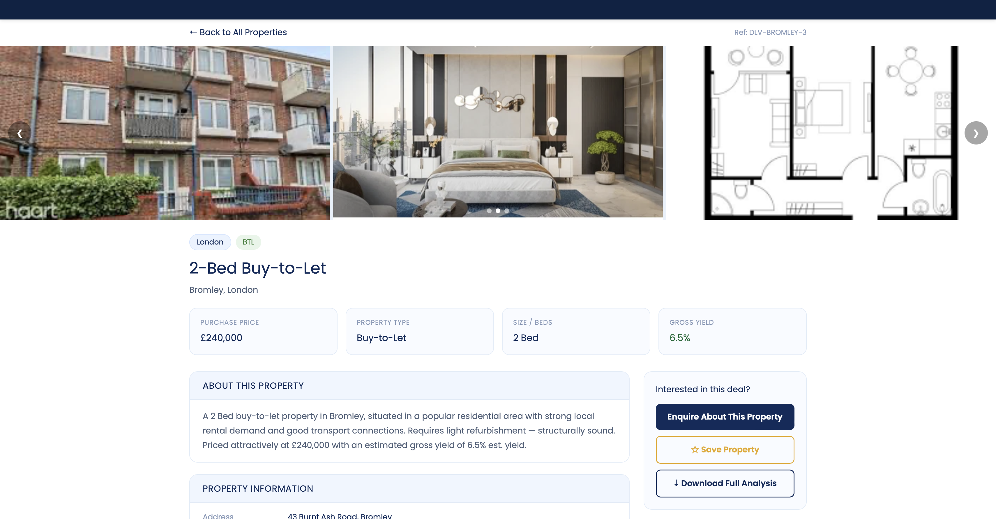 Example property listing page